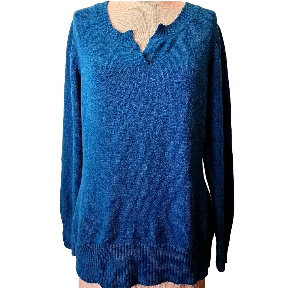 Blue Cotton Blend Sweater Size Large